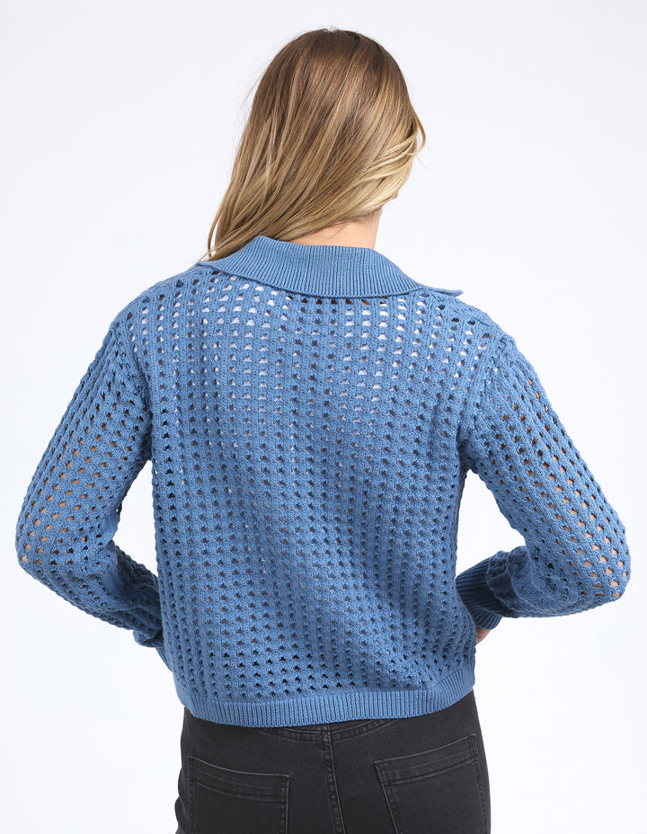 Clover Knit Cardigan - Coronet Blue