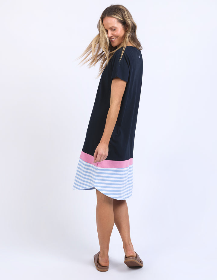 Elm Draw The Line Tee Dress - Navy / Blue & White Stripe