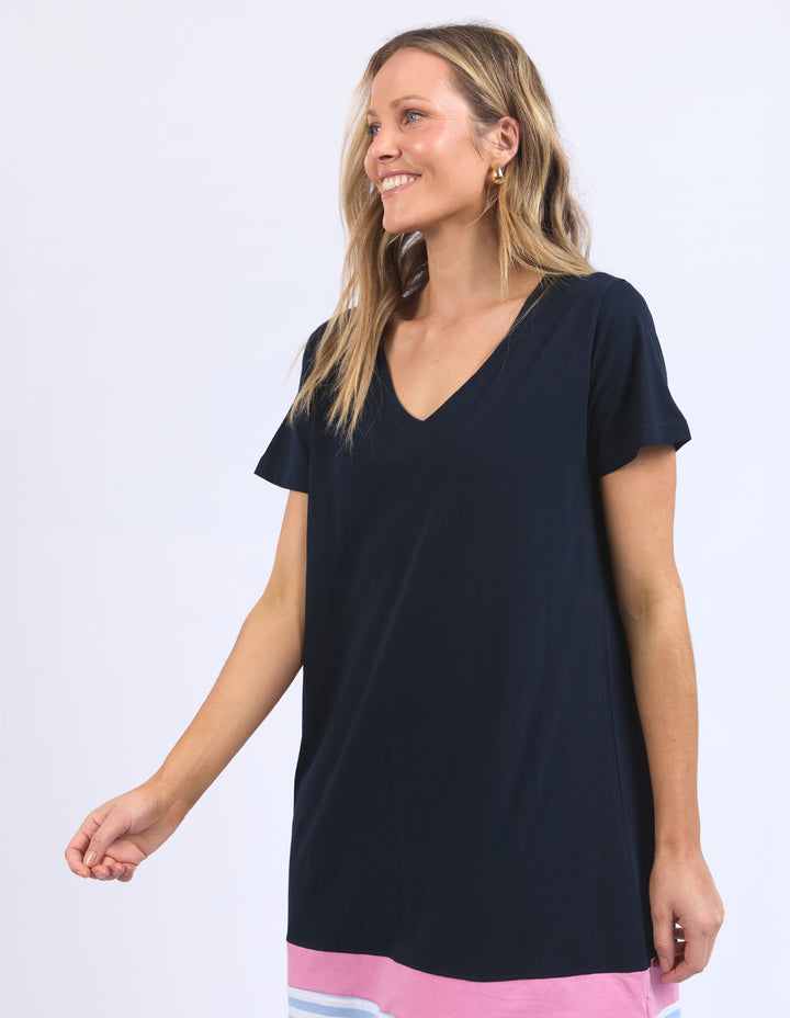 Elm Draw The Line Tee Dress - Navy / Blue & White Stripe