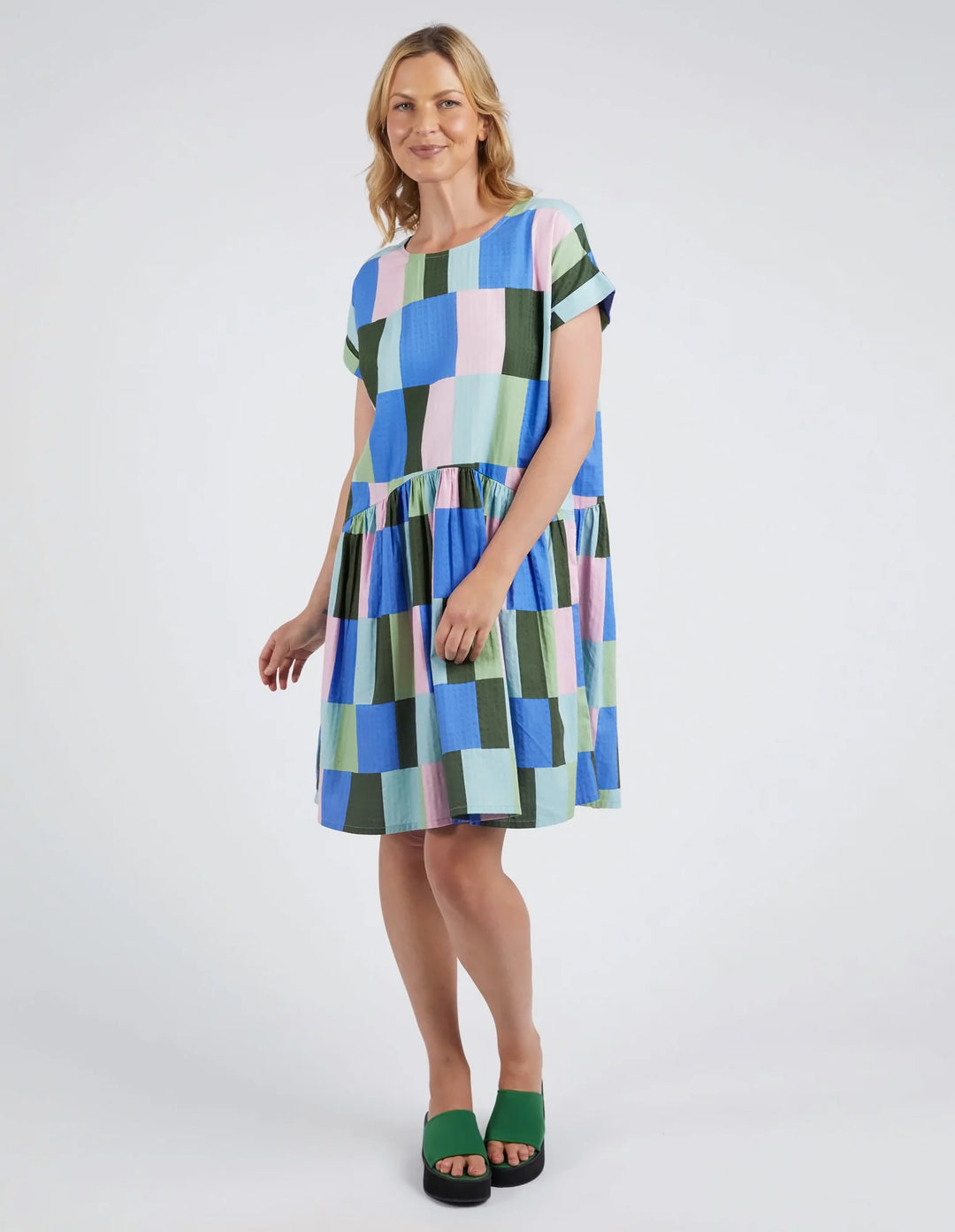 Elm Odyssey Dress - Blue / Green Print