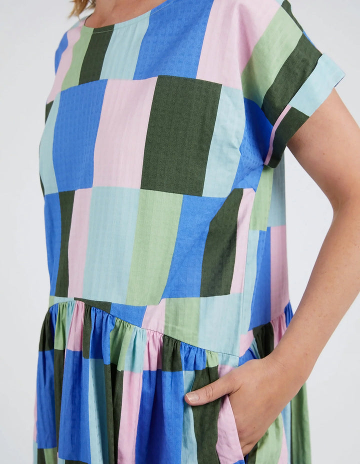 Elm Odyssey Dress - Blue / Green Print