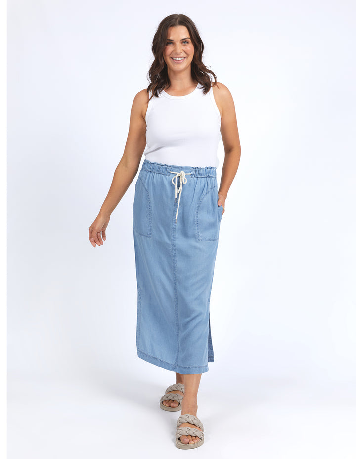 Elm Penny Utility Skirt - Mid Blue Wash