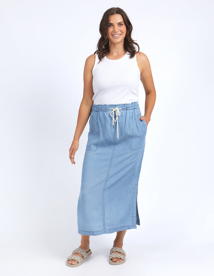 Elm Penny Utility Skirt - Mid Blue Wash