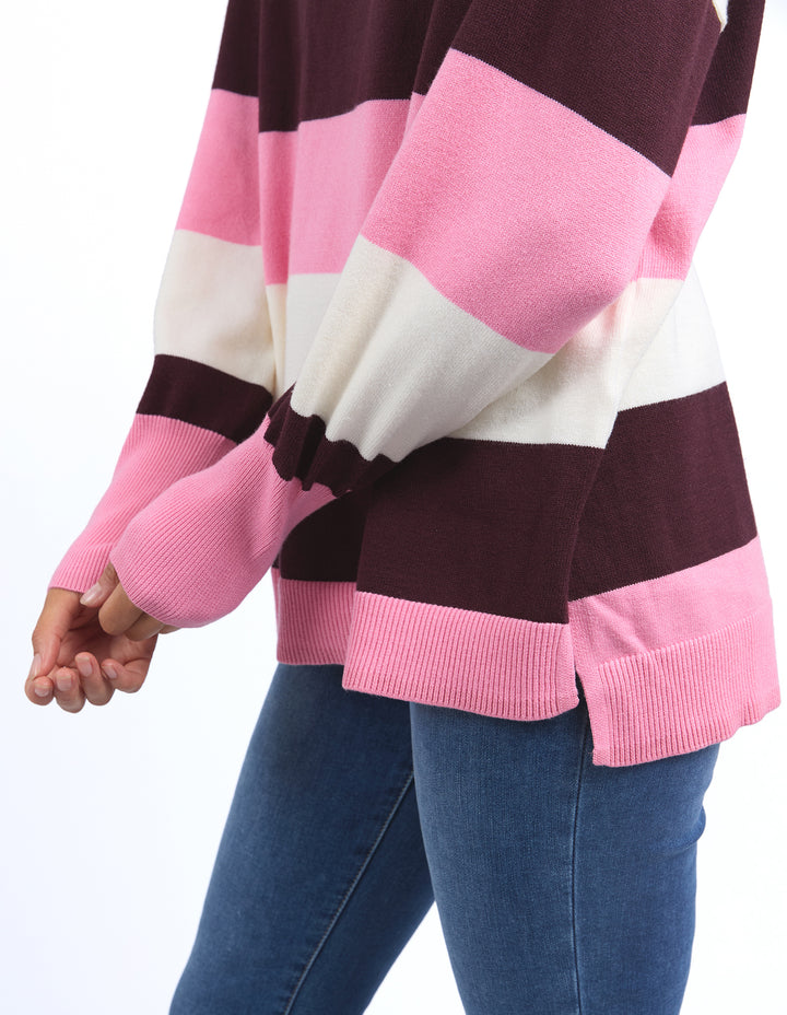 Hallie Stripe Knit - Geranium