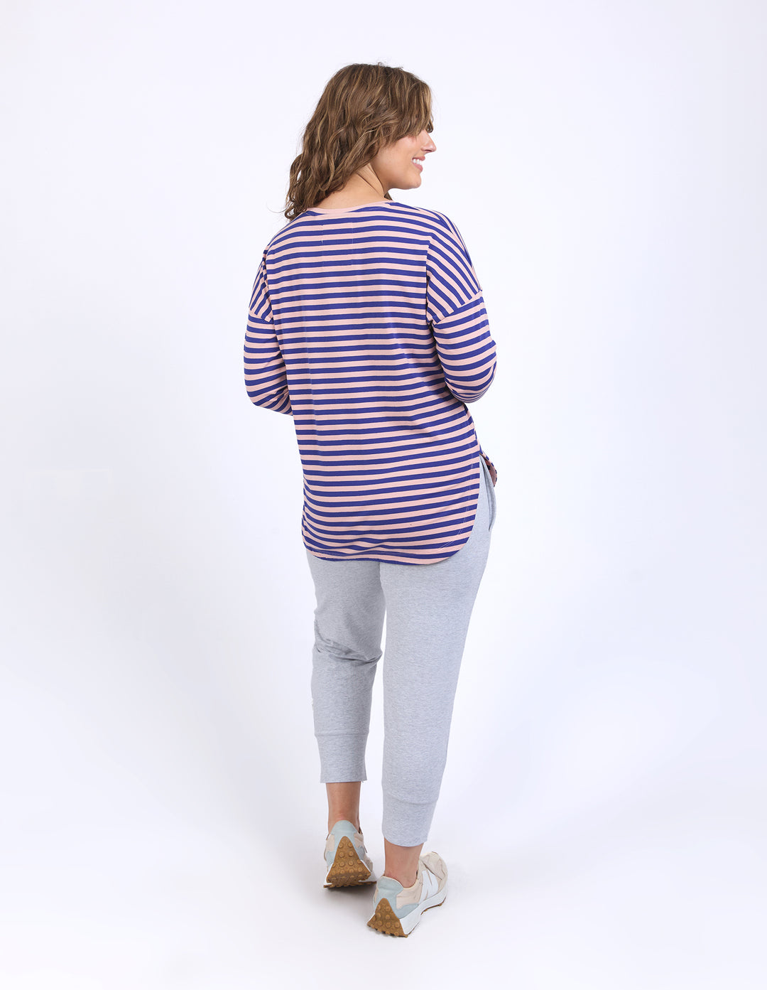 Elm Lauren Long Sleeve Tee - Deep Blue & Blush Stripe