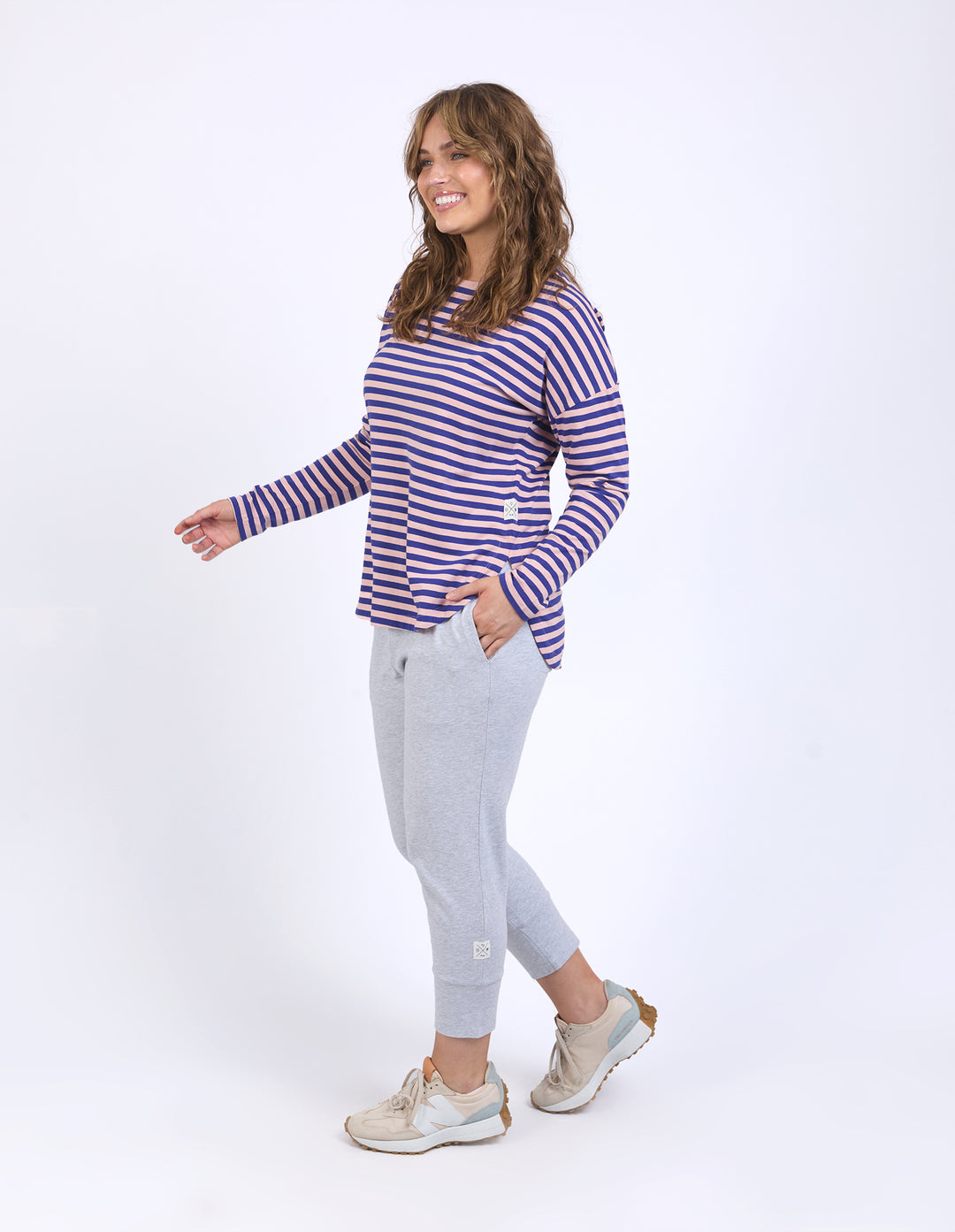 Elm Lauren Long Sleeve Tee - Deep Blue & Blush Stripe