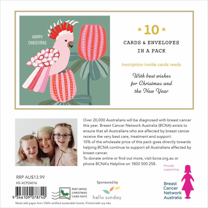 BCNA Pink Galah - Charity Christmas Card Pack