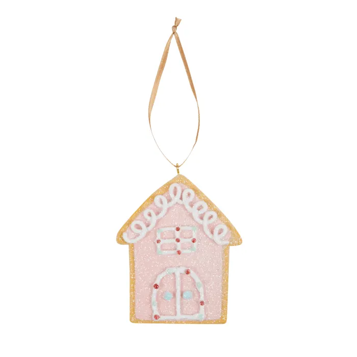 Hanging Gingerbread House - Pink