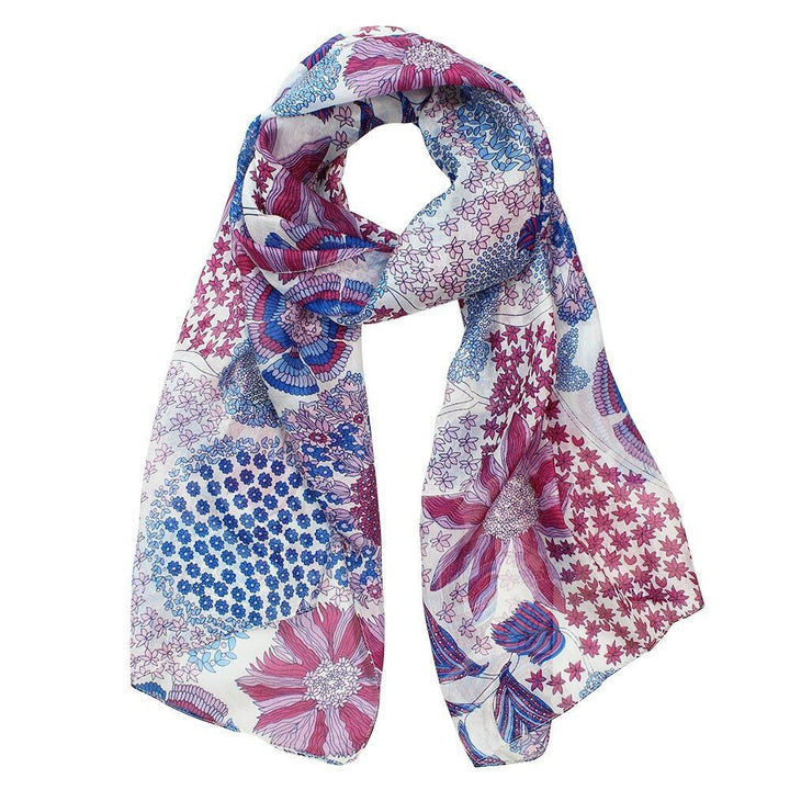 Justine Flower Print Silk Scarf