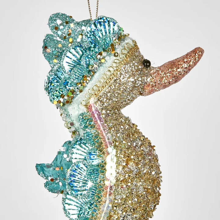 Deluxe Seahorse Hanging Ornament - Mint