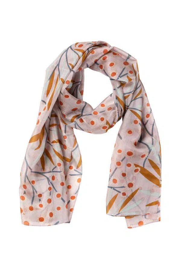 Everlasting Daisy Silk Scarf - Blush / Caramel / Tangerine