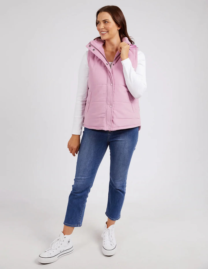 Elm Cord Puffer Vest  -  Peony Pink