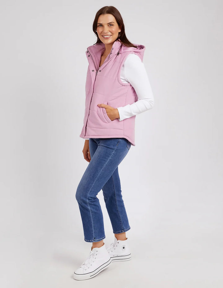 Elm Cord Puffer Vest  -  Peony Pink