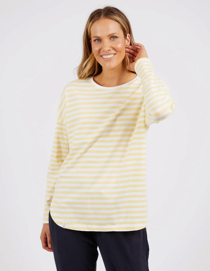 Elm Lauren  L/S Tee - Banana / White Stripe