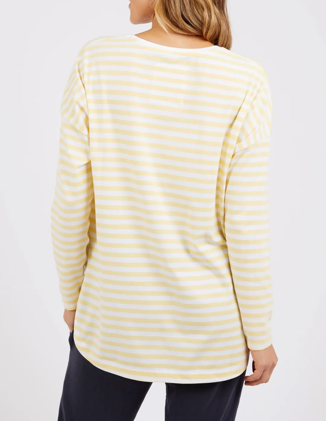 Elm Lauren  L/S Tee - Banana / White Stripe