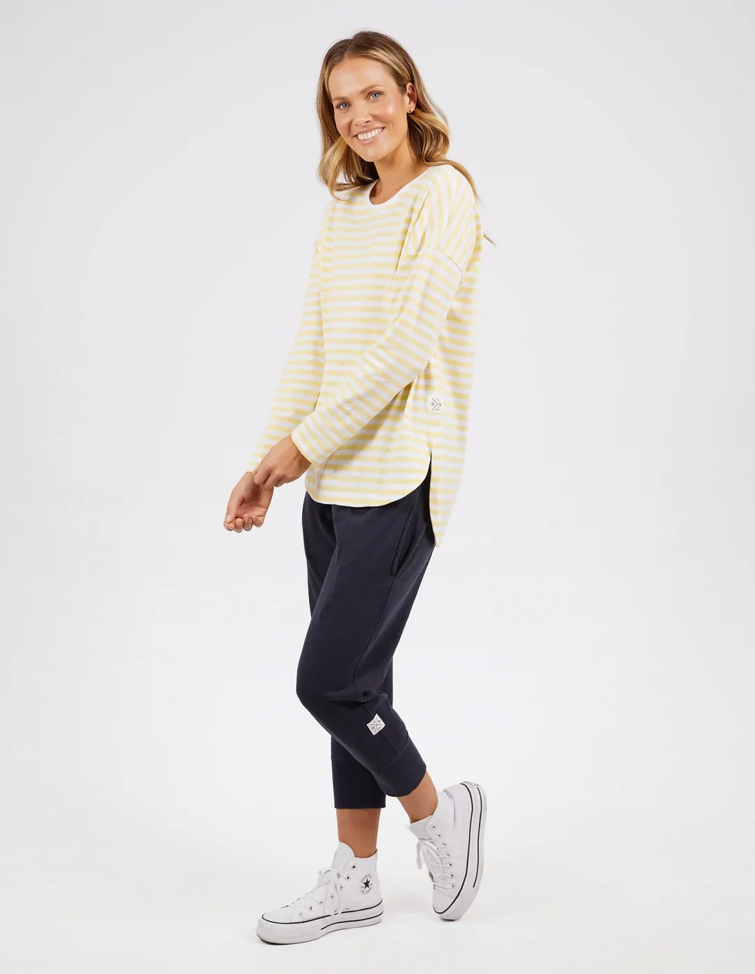 Elm Lauren  L/S Tee - Banana / White Stripe