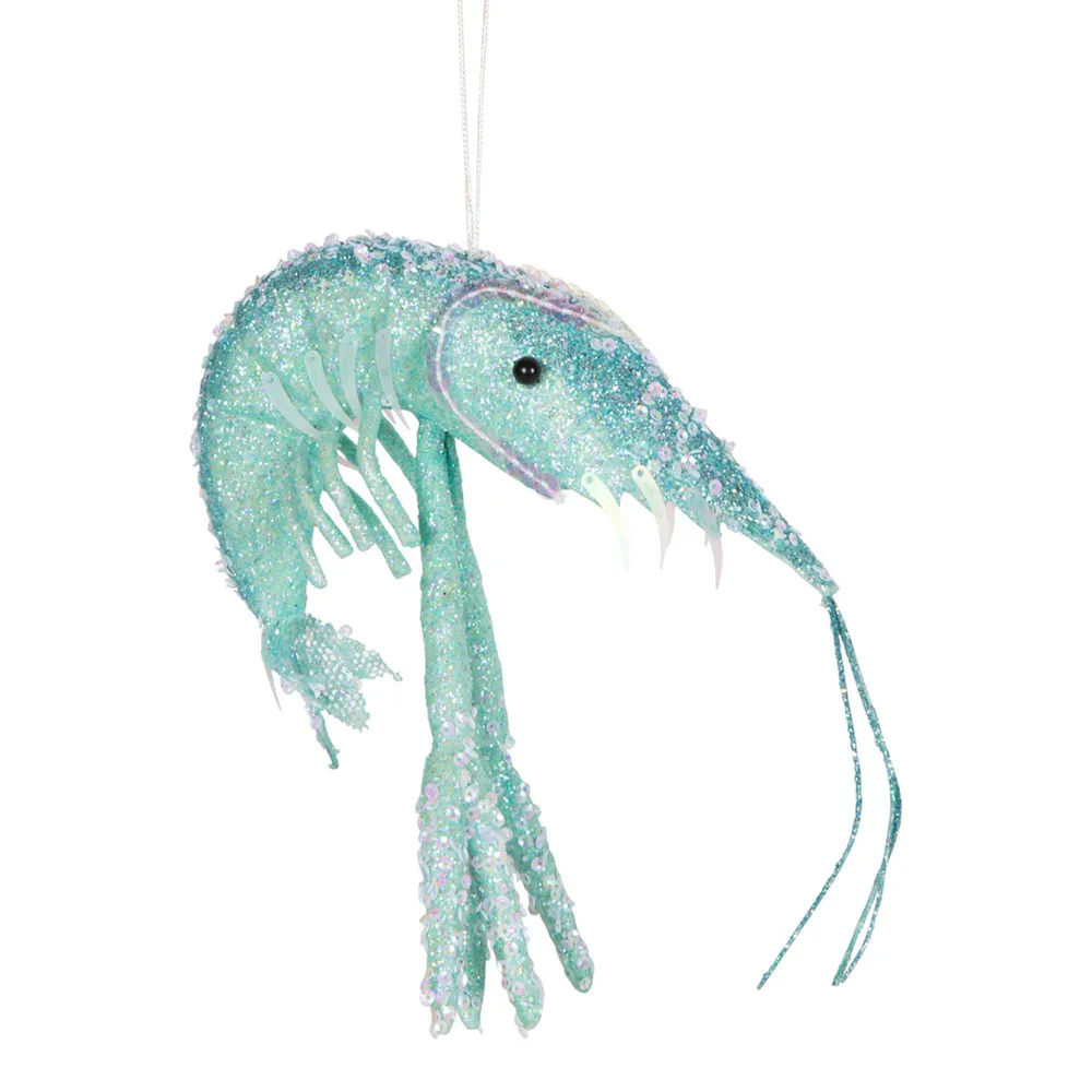 Lester Glitter Prawn Ornament - Green