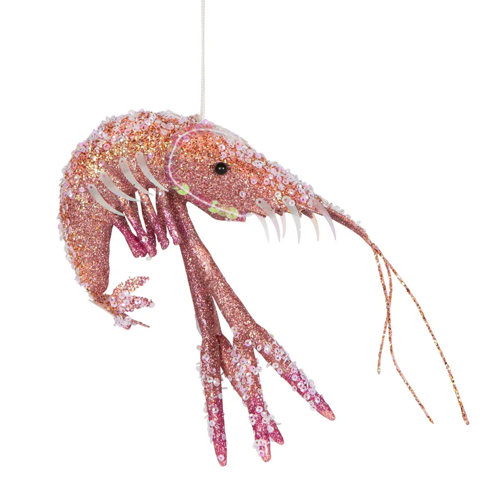 Lester Glitter Prawn Ornament - Pink