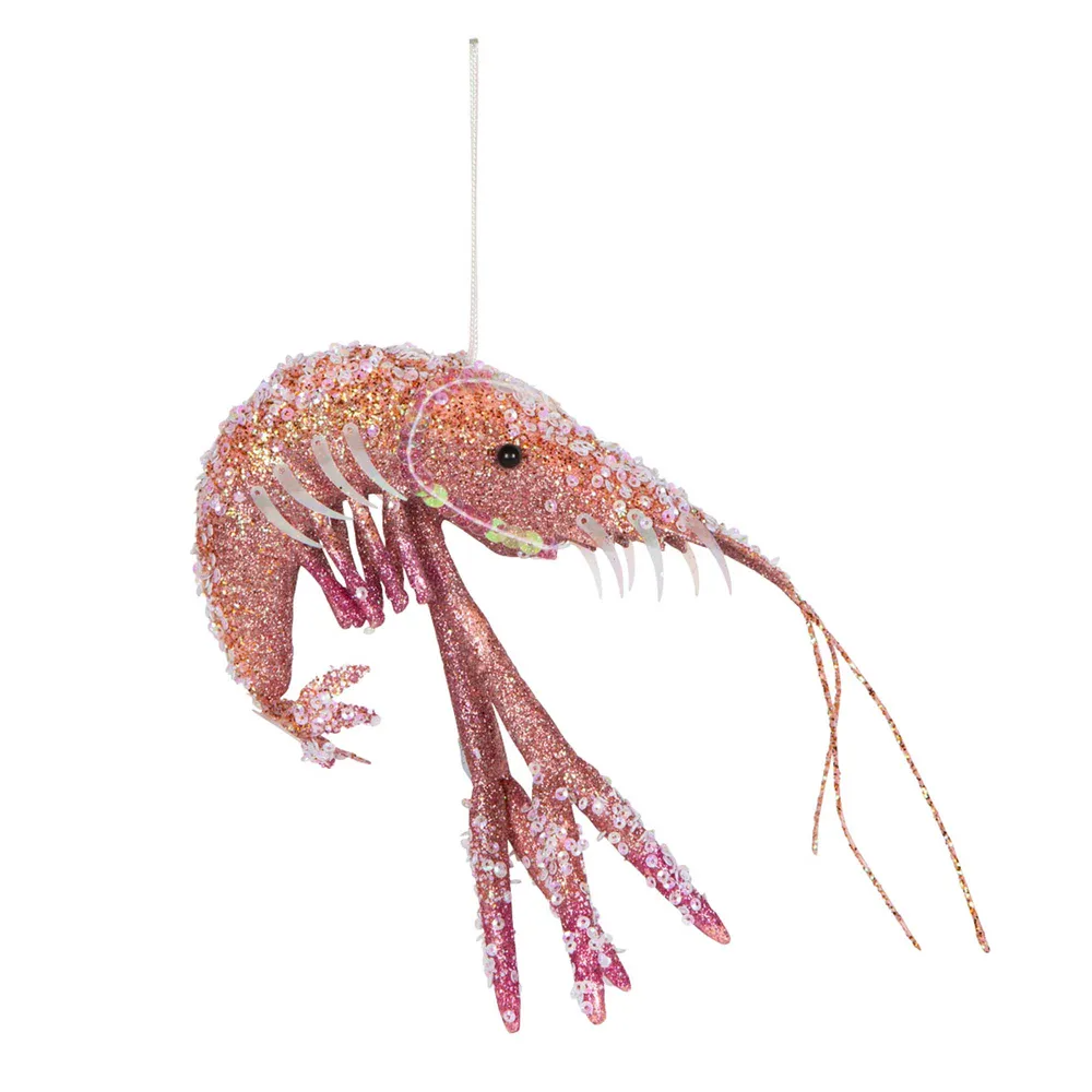 Lester Glitter Prawn Ornament - Pink