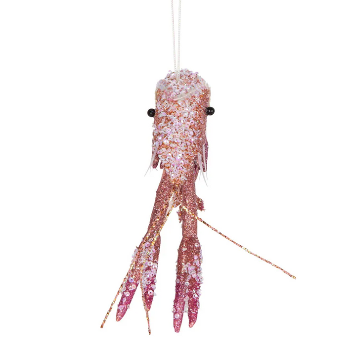 Lester Glitter Prawn Ornament - Pink