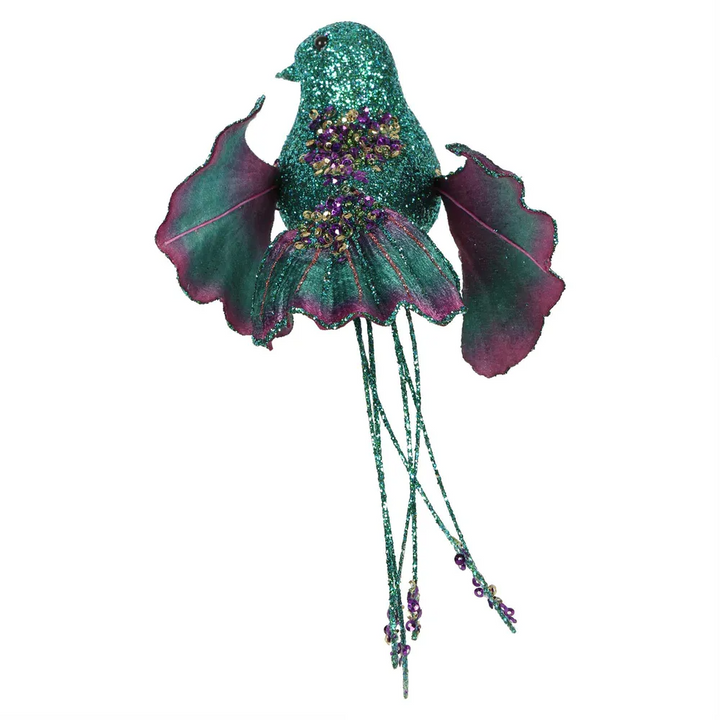 Ginko Glitter Clip on Bird - Peacock