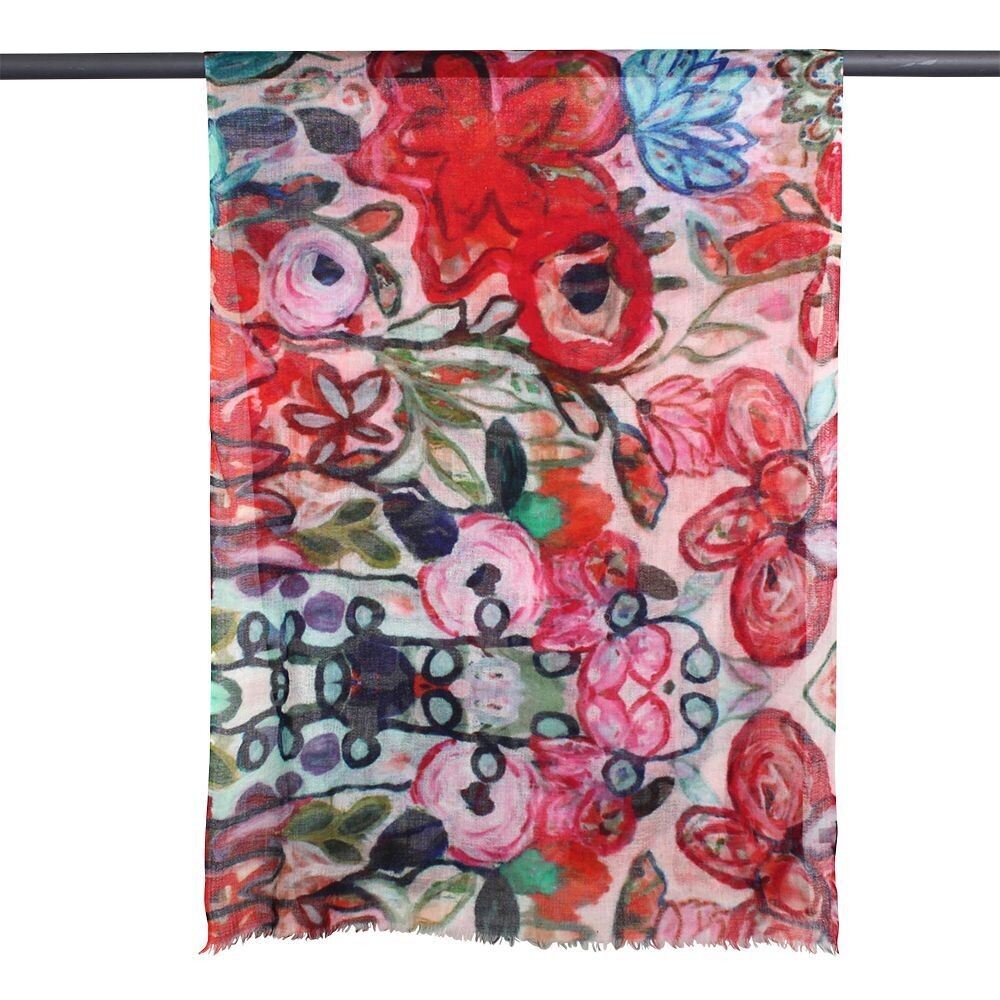 Fleur Flower Print Merino / Silk Scarf