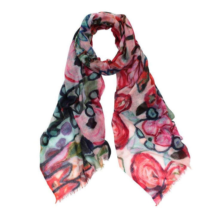 Fleur Flower Print Merino / Silk Scarf