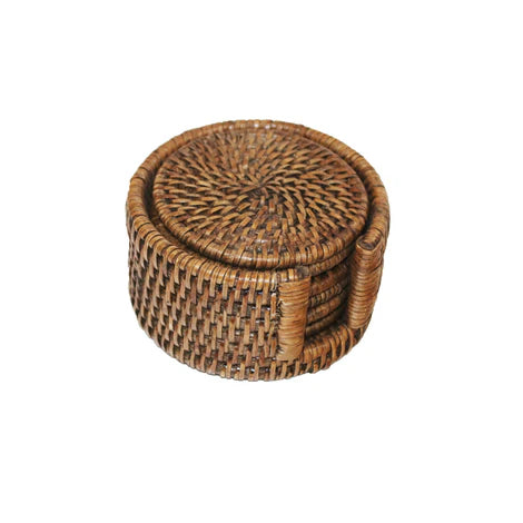 Lonny Rattan Coasters - Set of 6 with holder