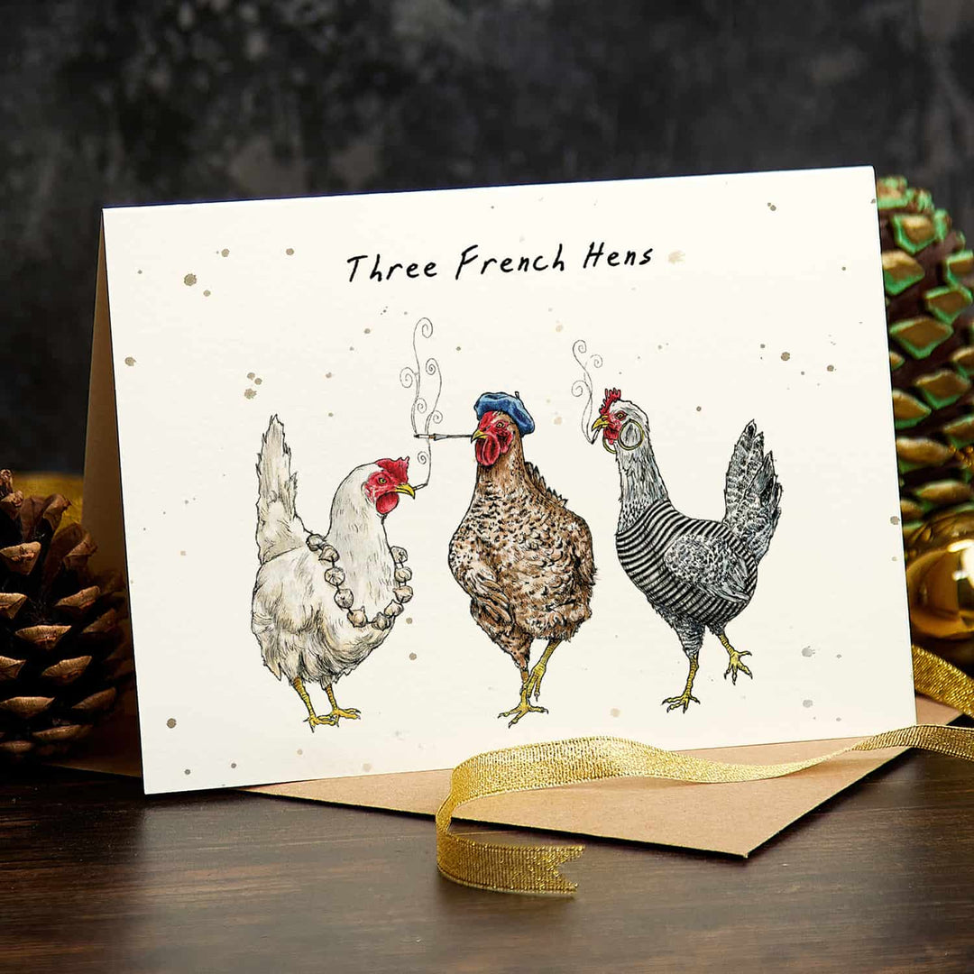 Bewilderbeest Three French Hens Card