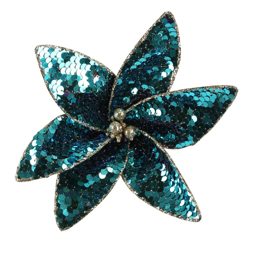 Zaza Sequin Clip on Flower - Blue