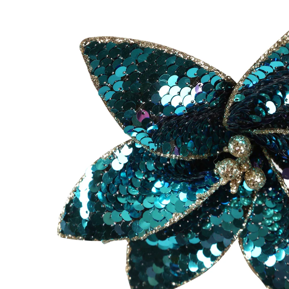 Zaza Sequin Clip on Flower - Blue