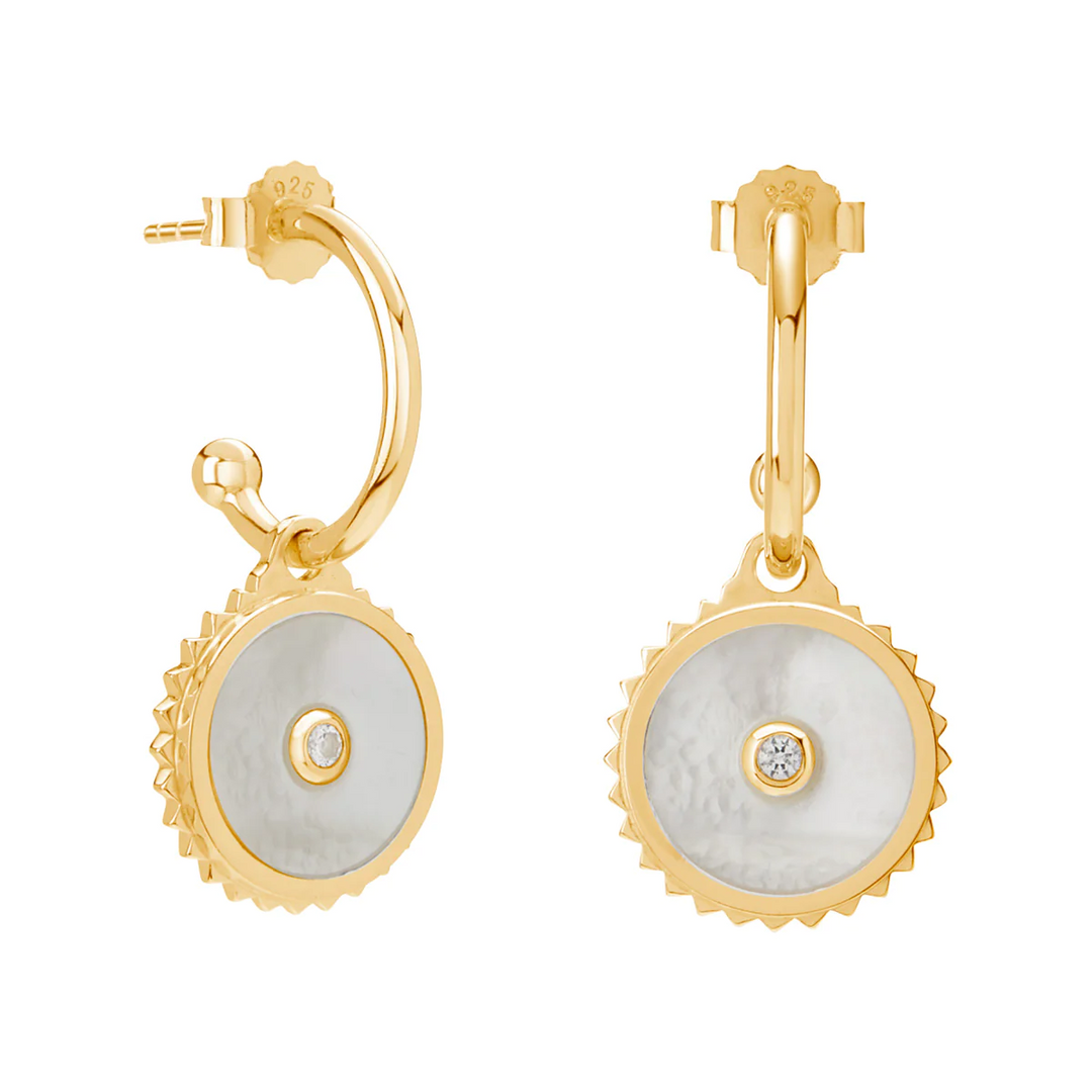 Halcyon Shield Earrings in 18KT Yellow Gold Plate