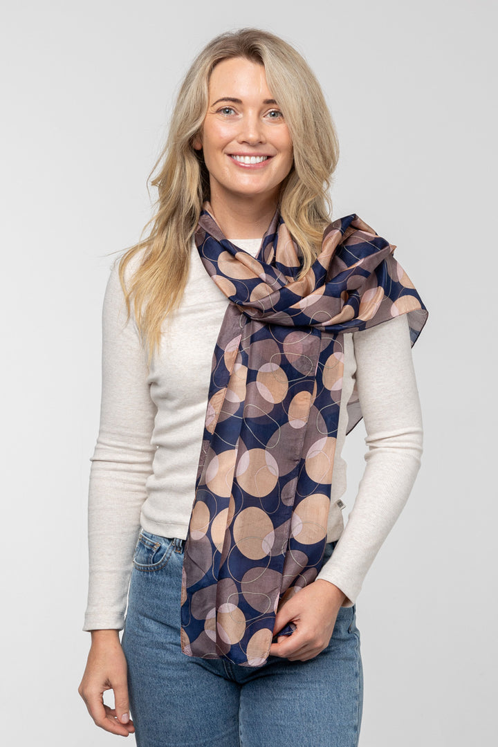 Organic Shapes Scarf -  Indigo Blush