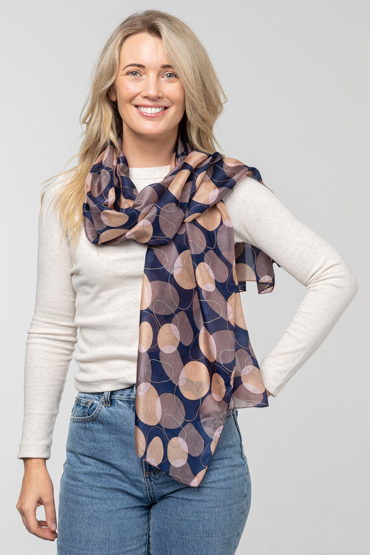 Organic Shapes Scarf -  Indigo Blush