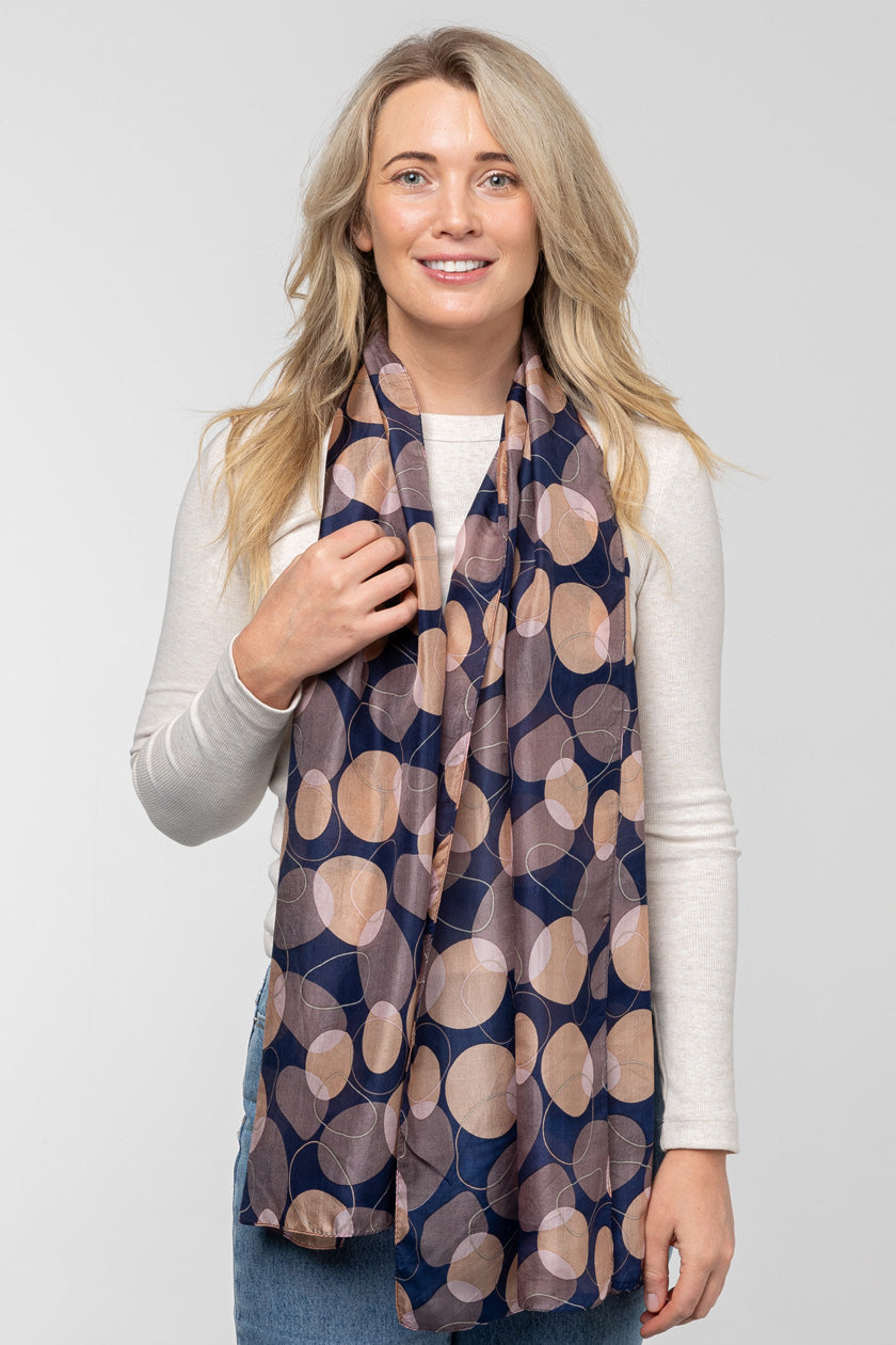 Organic Shapes Scarf -  Indigo Blush