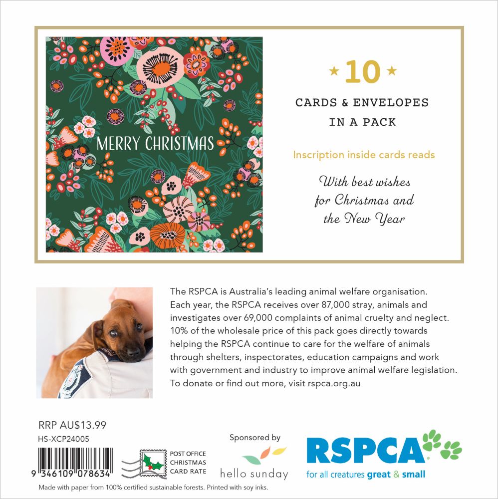 RSPCA Christmas Flowers - Charity Christmas Card Pack