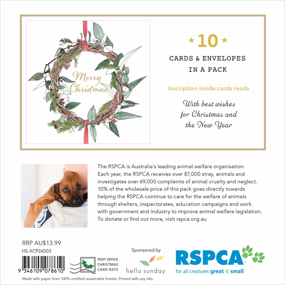 RSPCA Christmas Wreath - Charity Christmas Card Pack