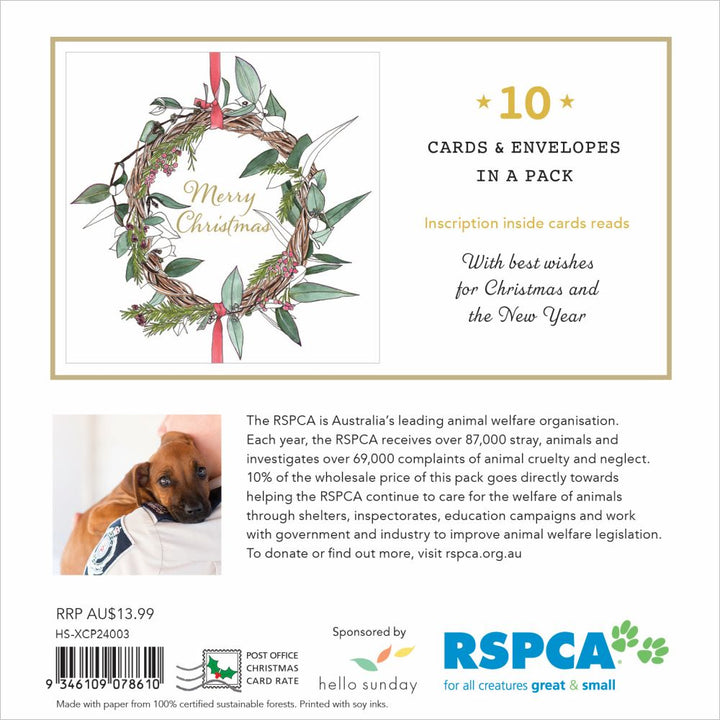 RSPCA Christmas Wreath - Charity Christmas Card Pack