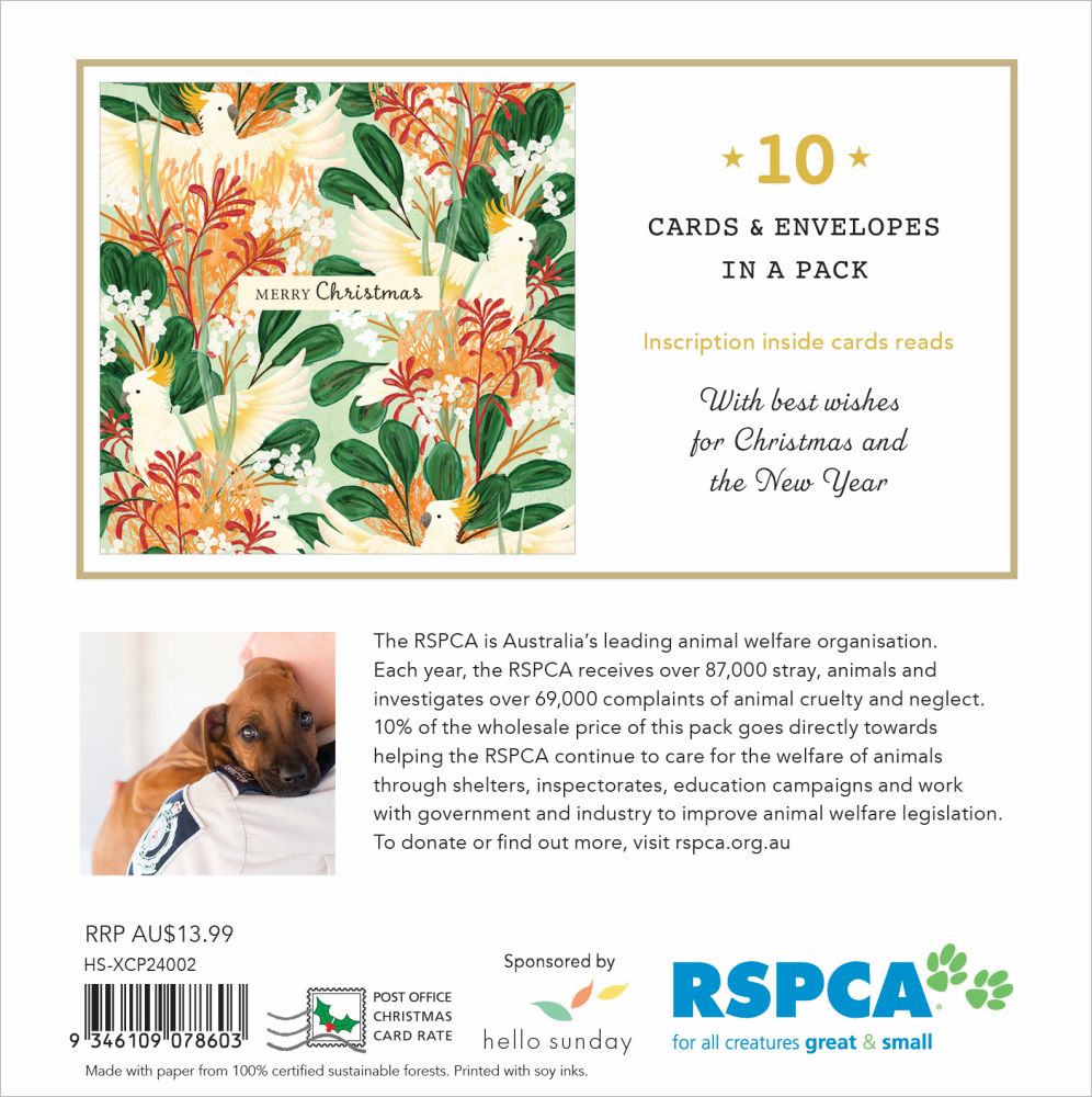 RSPCA Cockatoos and Flowers - Charity Christmas Card Pack