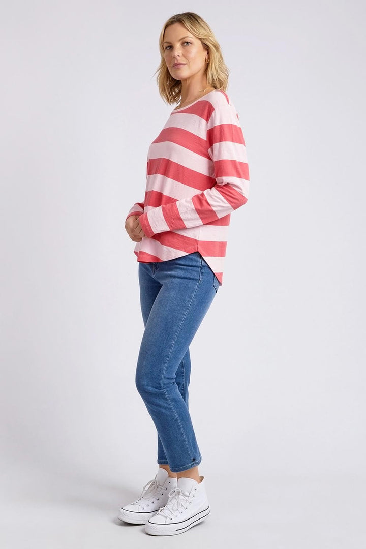 Elm Spritz Stripe L/S Tee - Coral