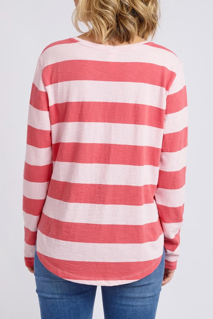 Elm Spritz Stripe L/S Tee - Coral