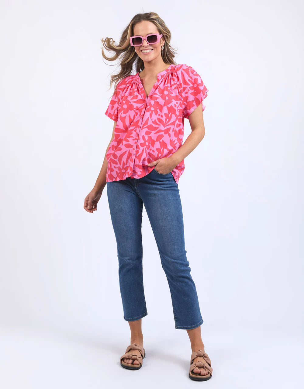 Elm Sunset Hour Blouse - Strawberry