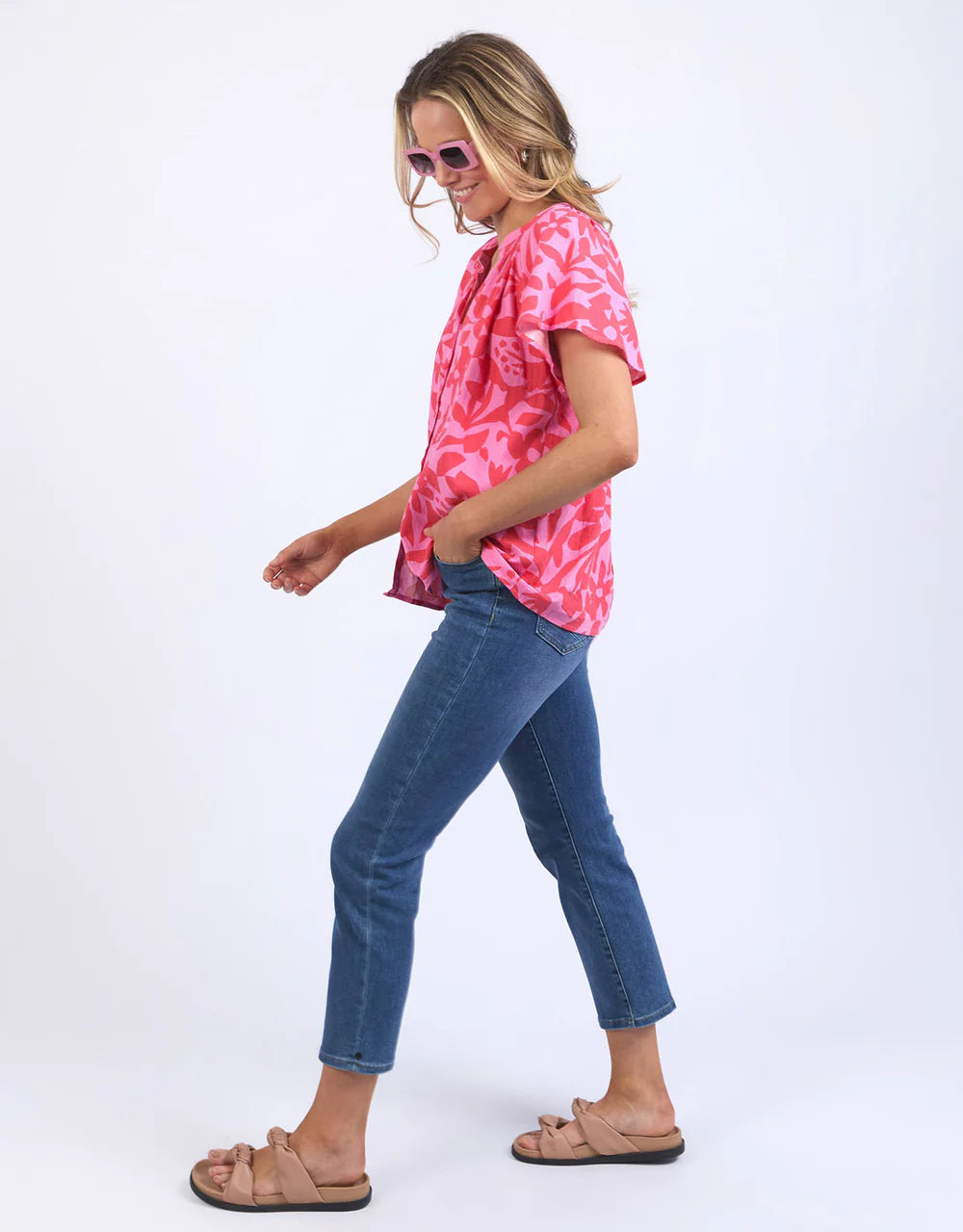 Elm Sunset Hour Blouse - Strawberry