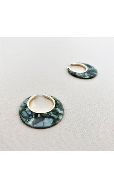 Metal Edged Resin Curved Hoop Earrings by Adorne