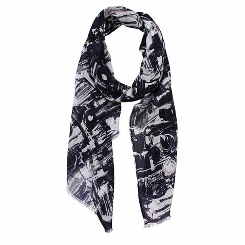 D-lux Electra Squiggle Navy Print Scarf