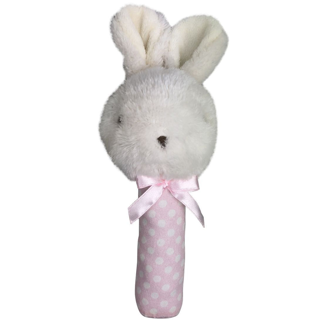 ES Kids Fluffy Bunny Stick Rattle - Pink