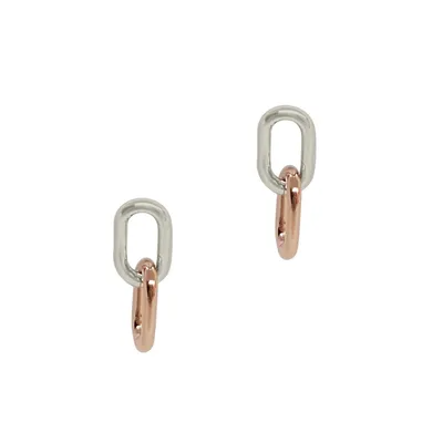 Interlink Dual Tone Earrings - Rose Gold