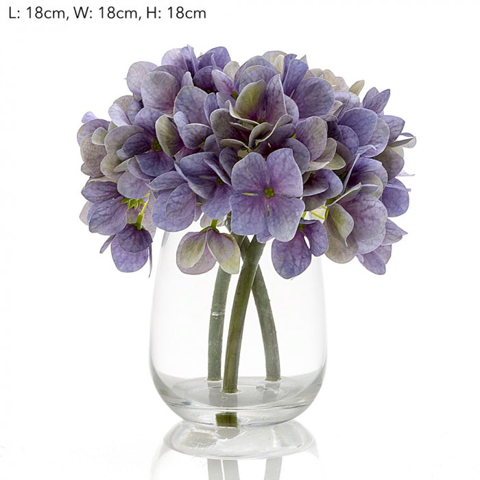 Artificial Hydrangea in Glass Vase