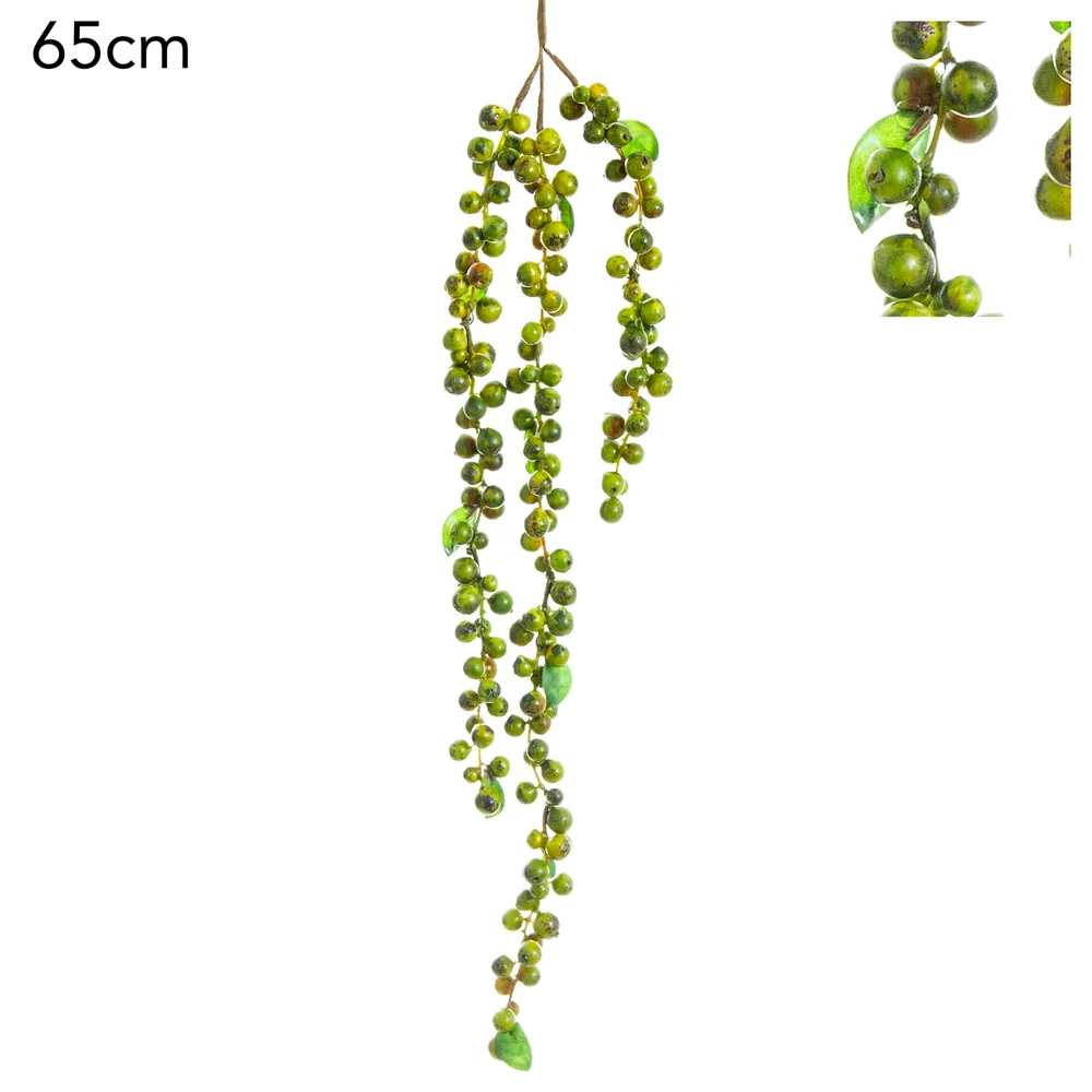 Green Hanging Berry Spray - 65cm