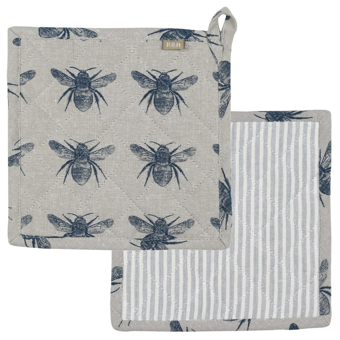 Honey Bee Potholder/Trivet - Prussian Blue